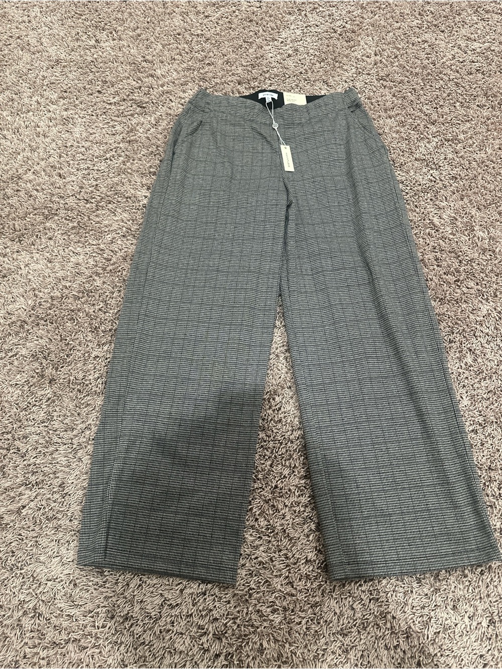 NWT WOMEN’S Max Studio Wide Leg Glen Plaid Pants in Gray